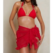 Women's Red Chiffon Frill Sarong Moda Minx New Look