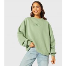 Women's Green Slogan Oversized Sweatshirt Skinnydip New Look
