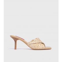 Women's Stone Woven Heeled Mules London Rebel New Look