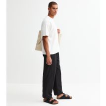 Men's Black Relaxed Cotton Linen Blend Trousers Only and Sons New Look