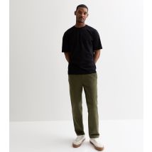 Men's Dark Green Relaxed Cotton Linen Blend Trousers Only and Sons New Look