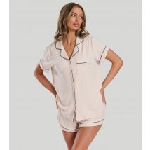 Women's Cream Shorts and Shirt Pyjama Set Loungeable New Look
