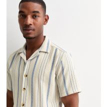 Men's Off-White Cotton-Blend Striped Short-Sleeved Shirt Only and Sons New Look