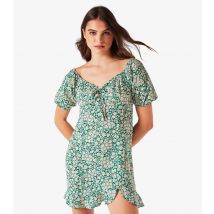Women's Green Ditsy Floral Ruffle Mini Dress Apricot New Look