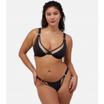 Women's Black Mesh Panel Mid Rise Bikini Bottoms Wolf & Whistle New Look