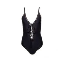 Wolf & Whistle Black Stud Lace-Up Swimsuit New Look