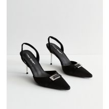 Women's Crux Black Buckle Slingback Heels Public Desire New Look