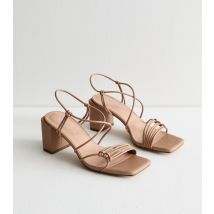 Women's Taryn Pale Pink Square Toe Block Heel Sandals Public Desire New Look