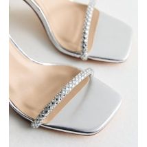 Truffle Silver Diamante Stiletto Heel Sandals New Look