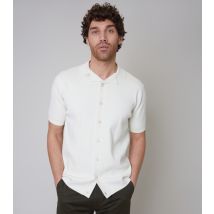 Men's Off White Knit Button Front Shirt Threadbare New Look