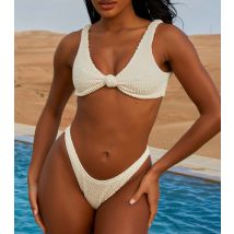 Women's Cream Textured Brazilian Bikini Bottoms Moda Minx New Look