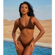 Women's Brown Textured Bikini Top Moda Minx New Look