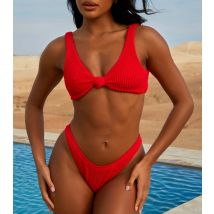 Women's Red Textured Brazilian Bikini Bottoms Moda Minx New Look