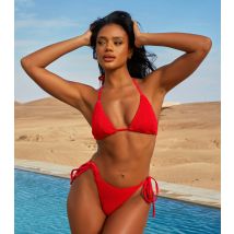 Women's Red Textured Triangle Bikini Top Moda Minx New Look