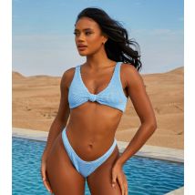 Women's Light Blue Textured Bikini Top Moda Minx New Look