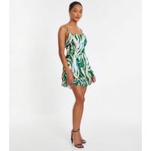 QUIZ Green Cowl-Neck Strappy Mini Playsuit New Look