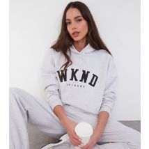 Women's Grey Logo Oversized Hoodie WKNDGIRL New Look