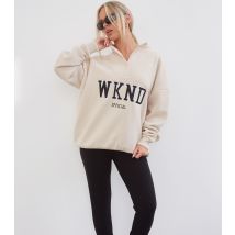 Women's Stone Logo Half Zip Sweatshirt WKNDGIRL New Look