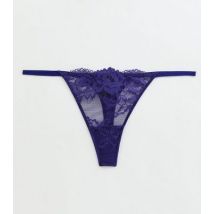 Indigo Floral Lace String Thong New Look