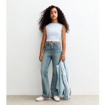 Girls' Blue Mid Rise Flared Jeans New Look