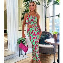Women's Green Abstract Print Cut Out Maxi Dress AX Paris New Look