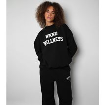 Women's Black Oversized Wellness Logo Sweatshirt WKNDGIRL New Look