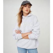 Women's Grey Muse Slogan Oversized Hoodie WKNDGIRL New Look