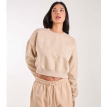 Women's Stone Boston Slogan Crop Sweatshirt Pink Vanilla New Look