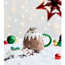 Brown Christmas Pudding Ceramic Mug With Lid New Look