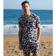 Men's Navy Abstract Print Short Sleeve Shirt Threadbare New Look