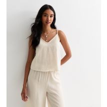 Women's Off White Bead-Strap Cami Top ONLY New Look