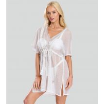 Women's White Cotton Sheer Mini Beach Dress South Beach New Look