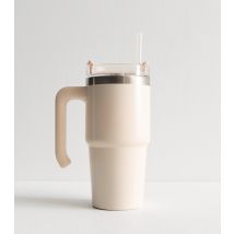 Cream 550ml Insulated Straw Drinks Cup New Look