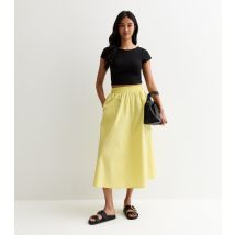 Women's Yellow Cotton Midi Skirt Gini London New Look