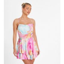 Women's Pink Marbled Satin Playsuit Quiz New Look