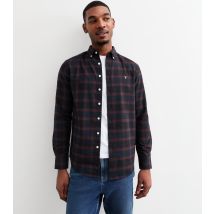 Men's Burgundy Plaid Twill Shirt Farah New Look
