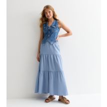 Women's Blue Tiered Maxi Skirt Gini London New Look