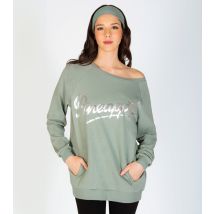 Women's Light Green Cotton Blend Oversized Sweatshirt Pineapple New Look