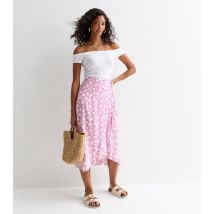 Women's Pink Floral Print Wrap Midi Skirt Sunshine Soul New Look