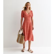 Women's Orange Animal-Print Midi Dress Sunshine Soul New Look