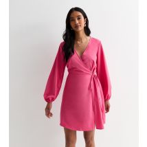 Women's Pink Long-Sleeve Wrap Dress Sunshine Soul New Look