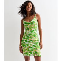 Women's Green Floral Print Mini Dress Sunshine Soul New Look