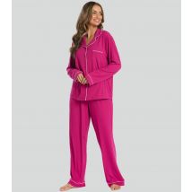 Women's Bright Pink Piped Pyjama Set Loungeable New Look