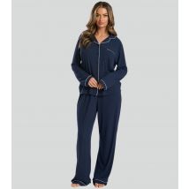 Women's Navy Piped Pyjama Set Loungeable New Look