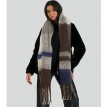 Brown Checked Fluffy Oversized Scarf South Beach New Look