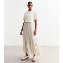 Women's Cream Shimmer Midi Skirt New Look