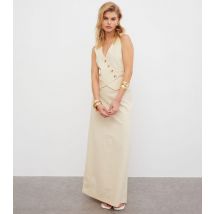 Women's Off White Linen-Blend Maxi Skirt WKNDGIRL New Look
