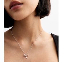 Silver Bow Detail Chain Necklace New Look