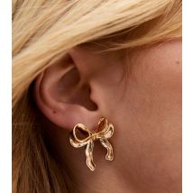Gold Tone Textured Bow Stud Earrings New Look