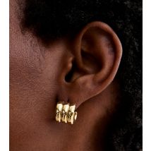 18ct Gold Plated Mini Triple Tube Earrings New Look